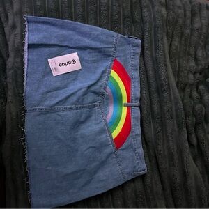 Target Blue Denim Skirt with Rainbow Design